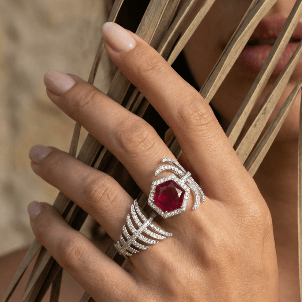 The New Ruby and Diamond Palm Tree Ring