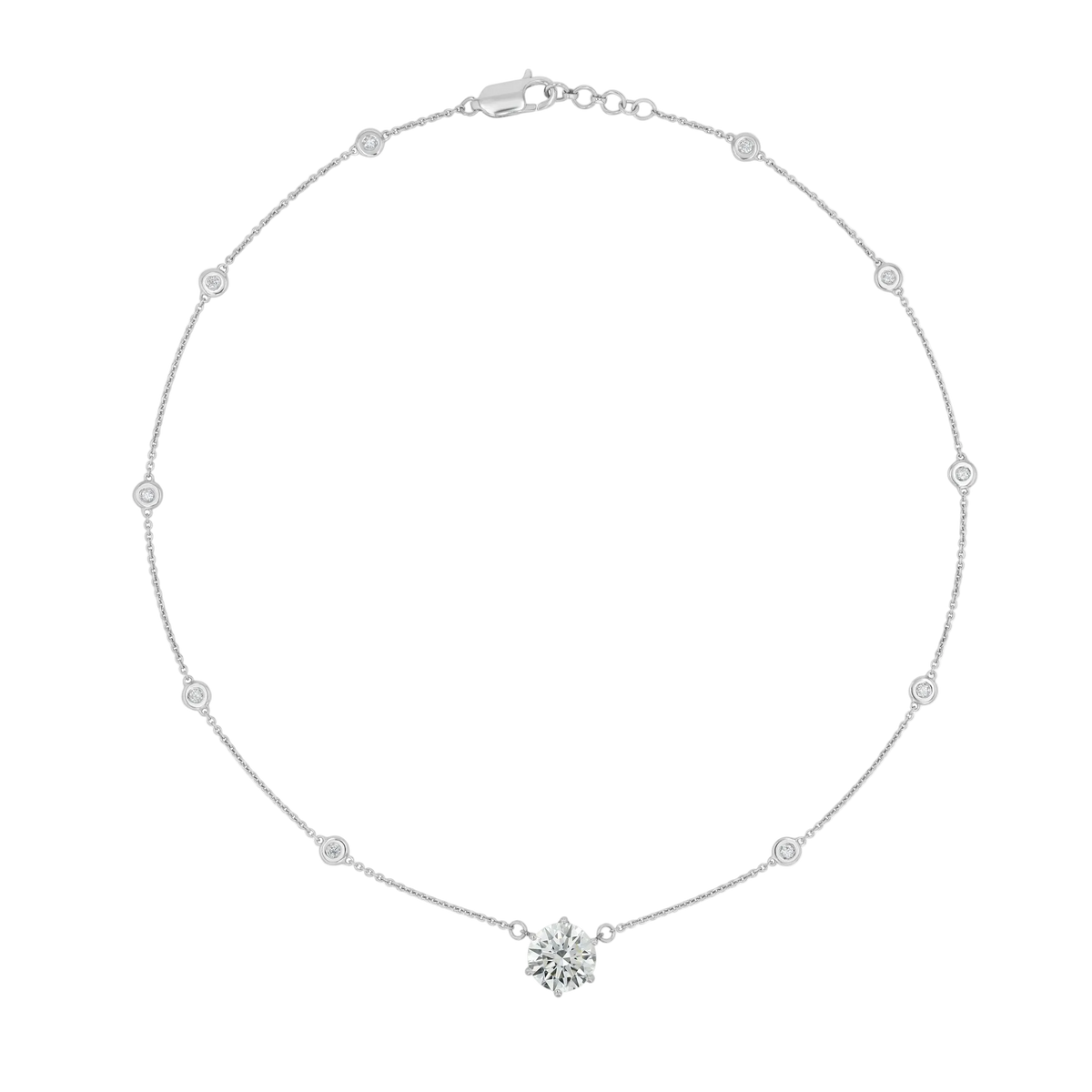 Single Round Diamond solitaire on Diamond necklace chain