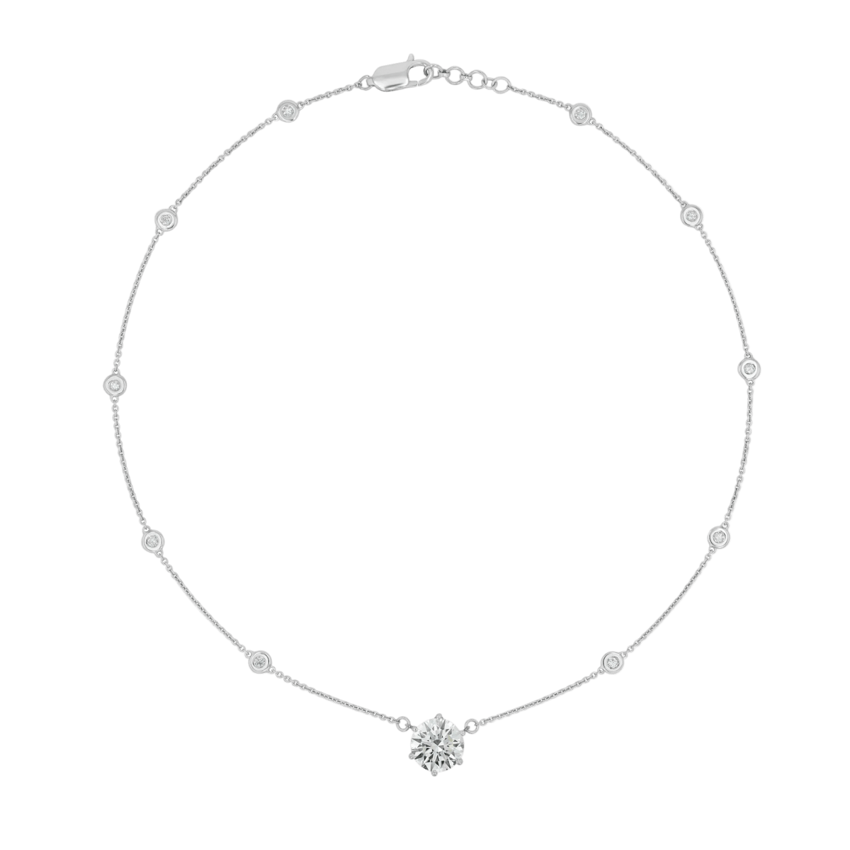 Single Round Diamond solitaire on Diamond necklace chain