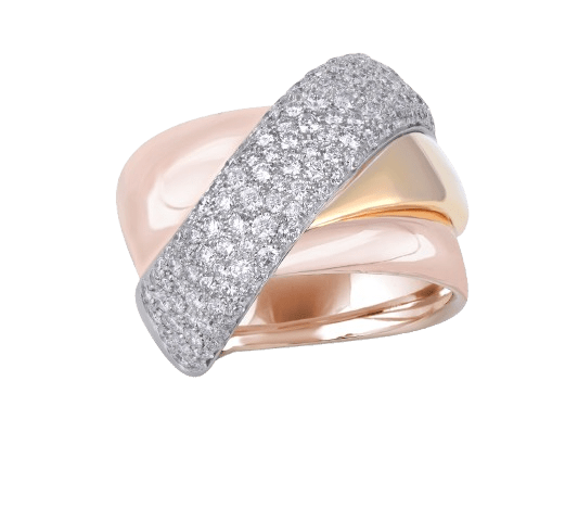 Turban ring with pave diamond band in Rose gold