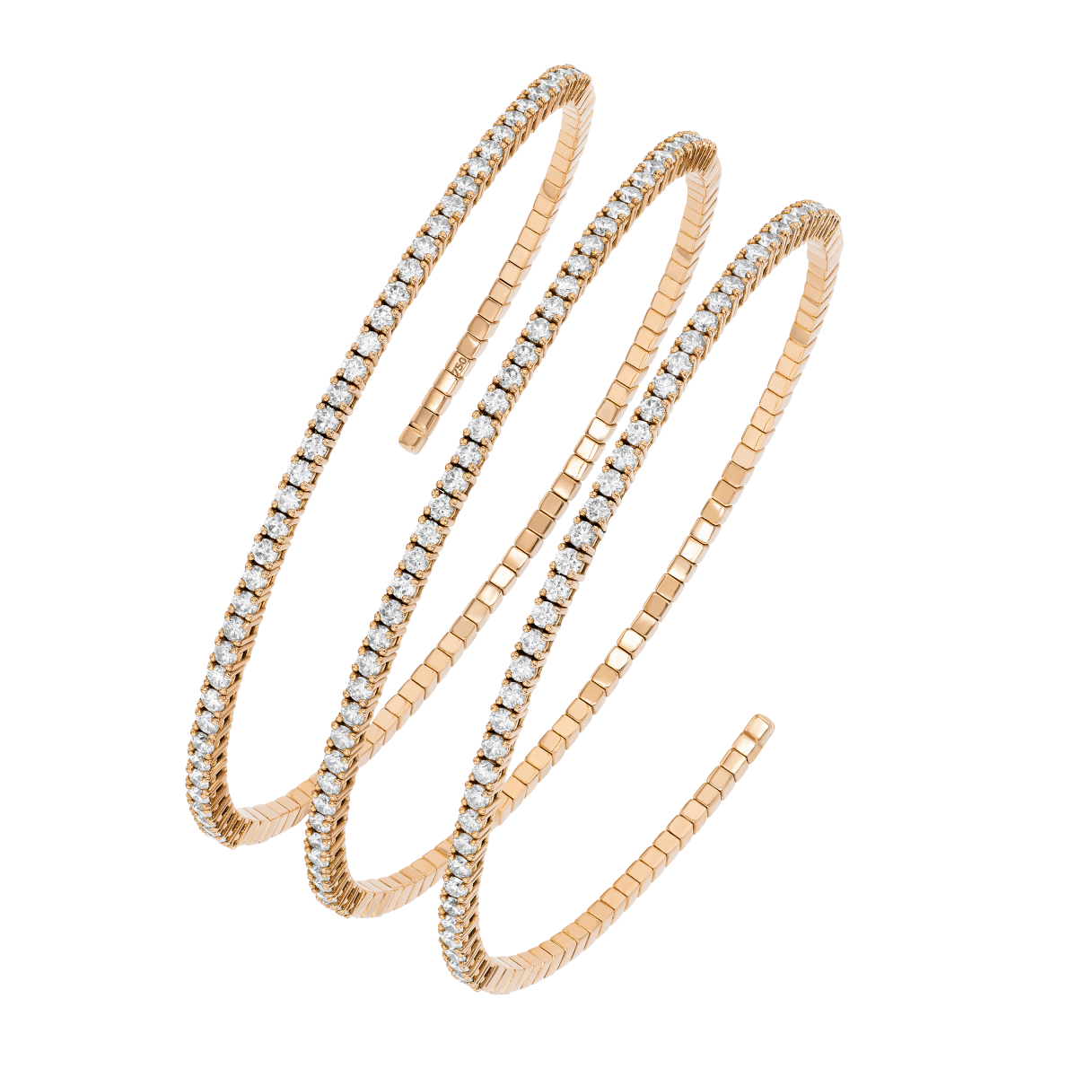 Coil Bracelet in white diamond and yellow gold