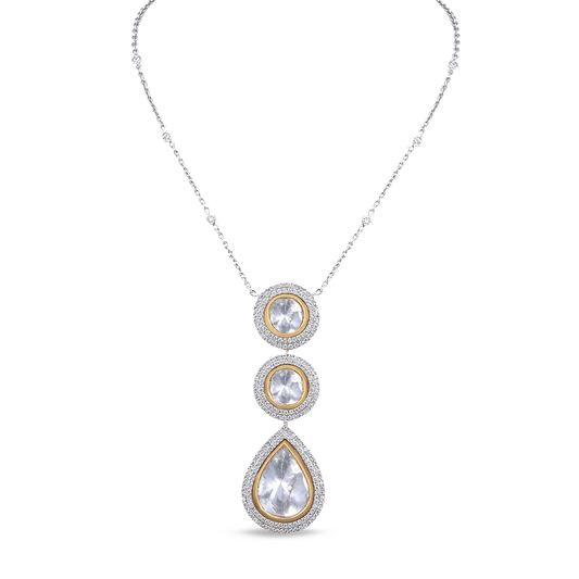 3 Piece Uncut Diamond with Cut Diamonds Necklace