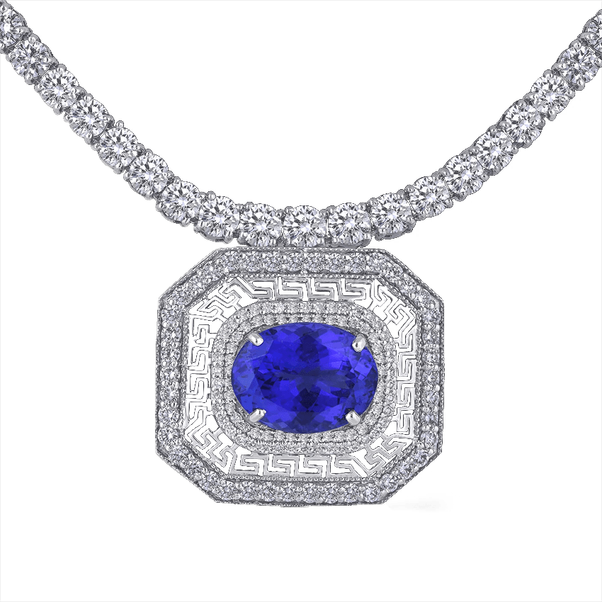 Tanzanite and diamond filligre pendant and brooch