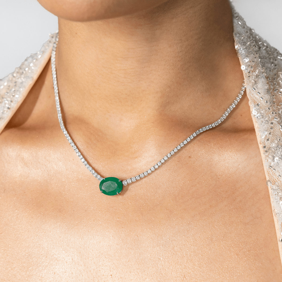 Emerald and diamond Riviera necklace