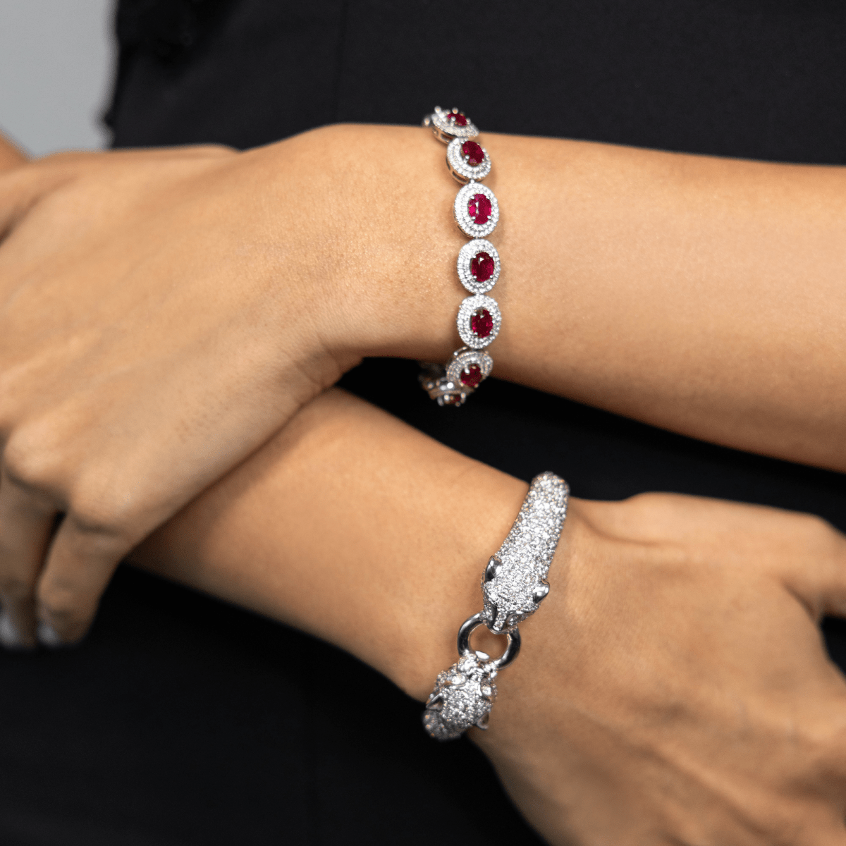 Ruby & Diamond Halo Bracelet