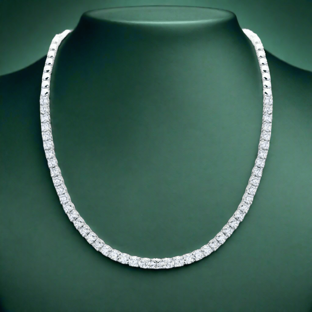 Diamond necklace on a white background