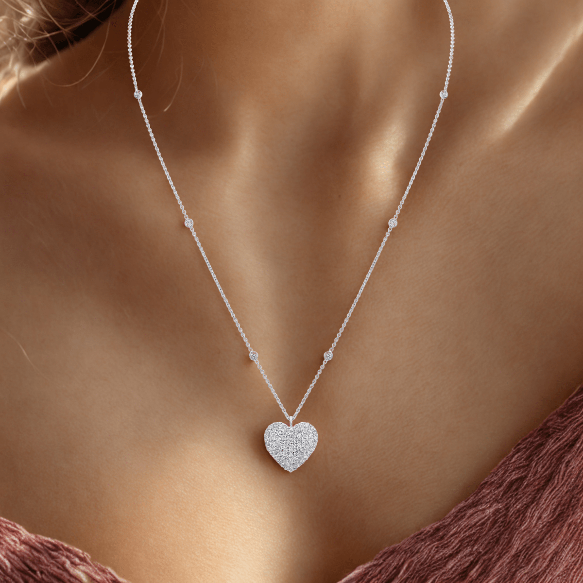 Heart Diamond Pendant with Diamond Chain
