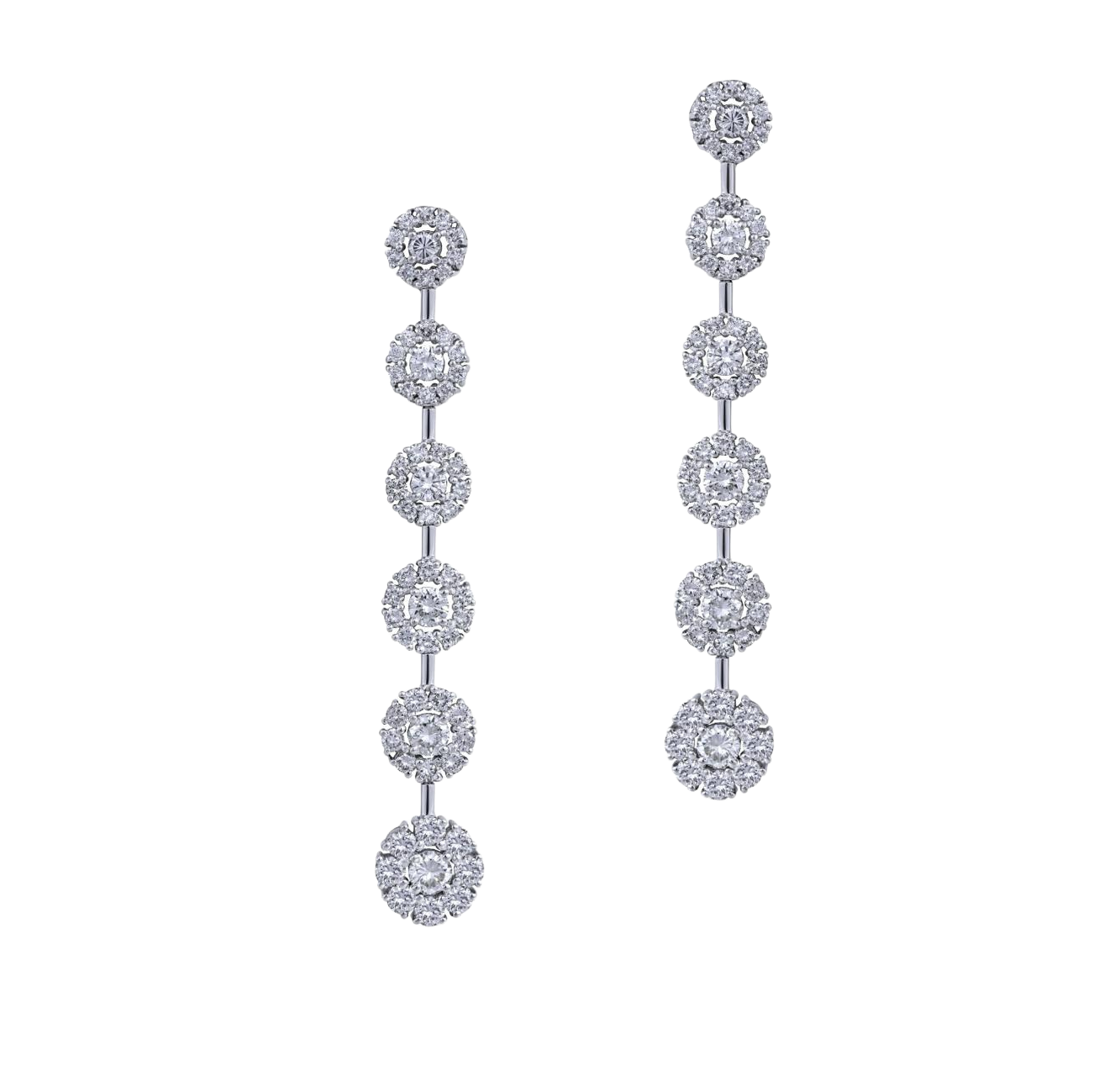 Long Halo Diamond Earrings