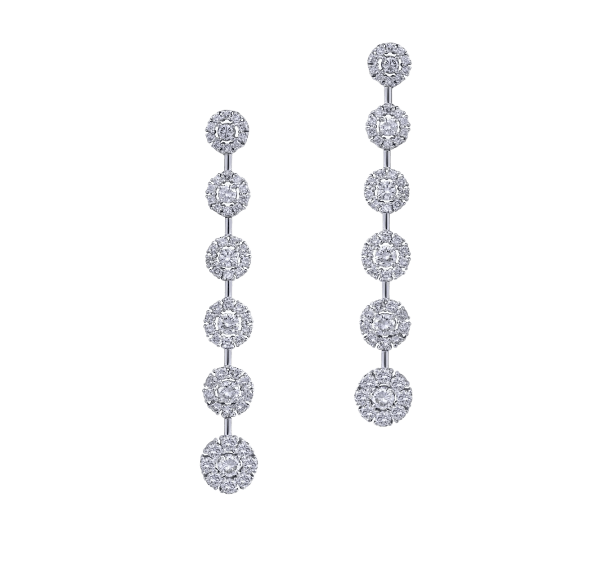 Long Halo Diamond Earrings