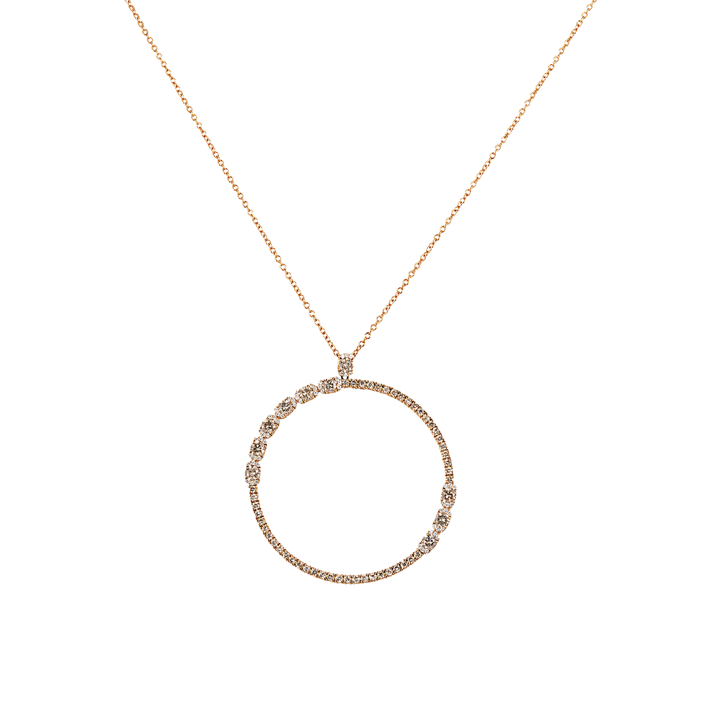 Round rose gold and diamond pendant chain