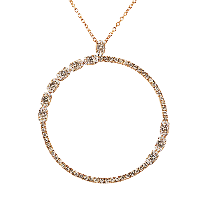 Round rose gold and diamond pendant chain