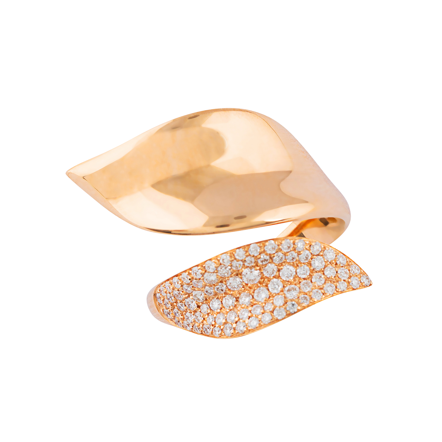 Rose Gold & Diamond leaf Ring