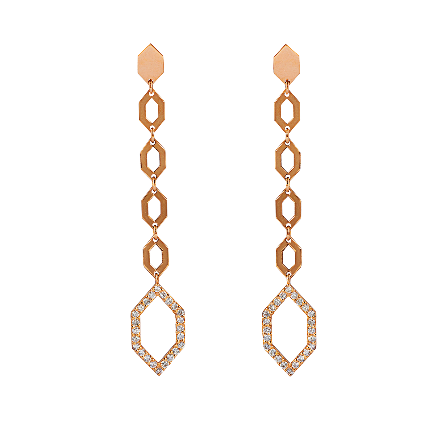 Rose Gold and Diamond long Earrings