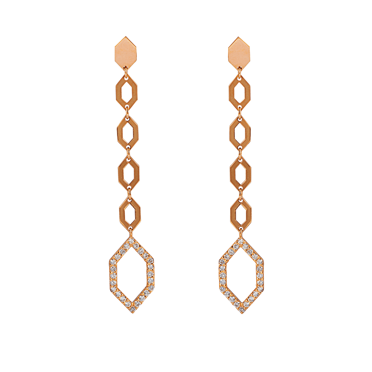 Rose Gold and Diamond long Earrings