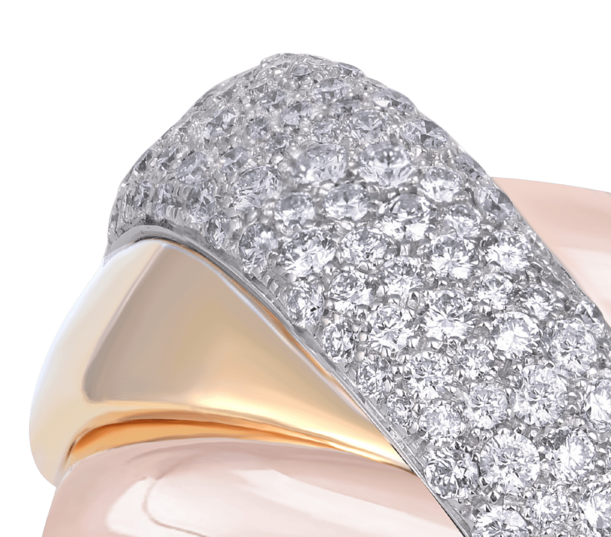 Turban ring with pave diamond band in Rose gold