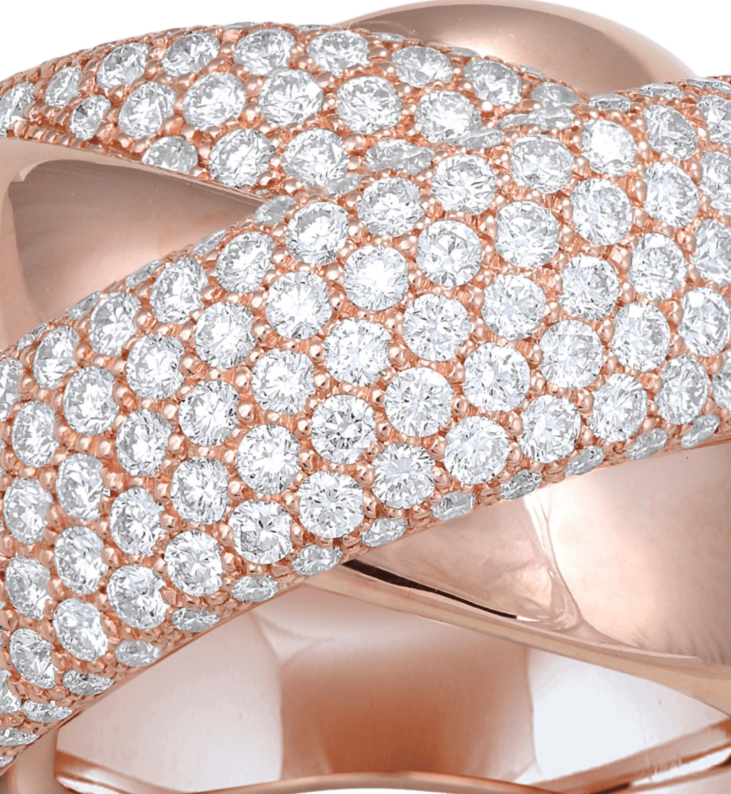 Turban ring with double pave diamond band in rose gold