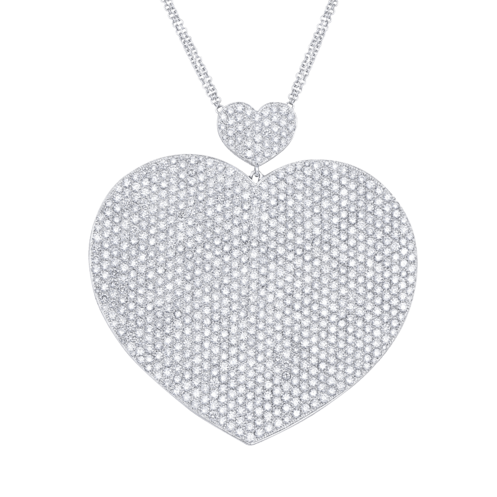 Grand large pave set diamond pendant on diamond chain