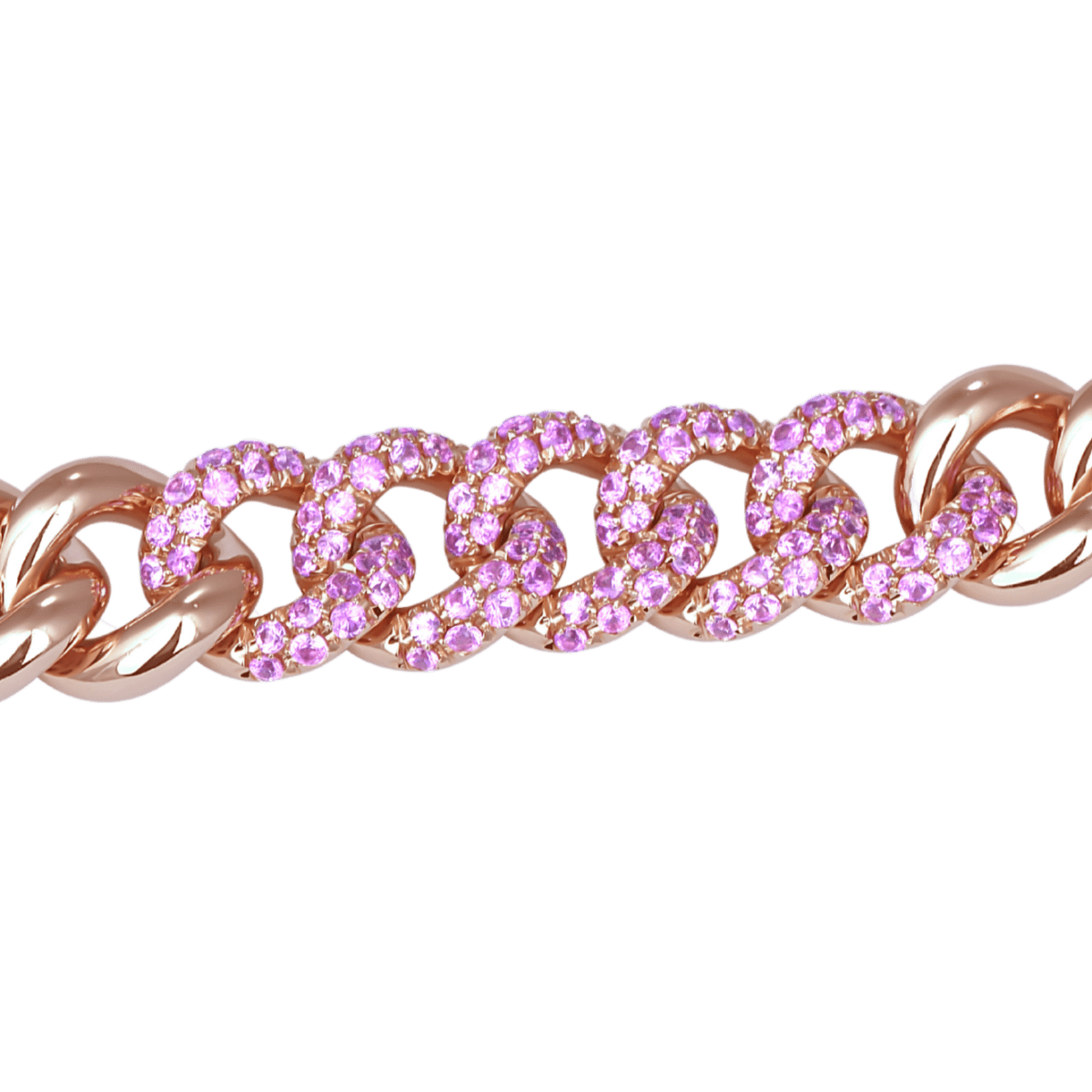 Large Pave diamond link bracelet in rose gold