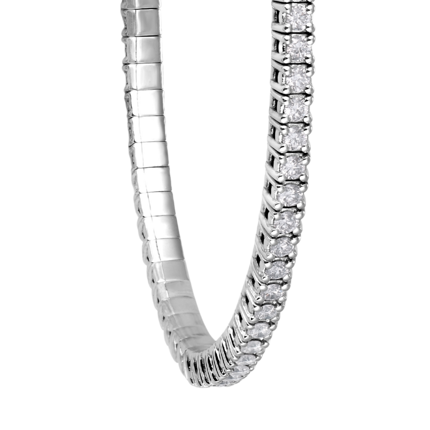 Stretchable diamond tennis bracelet in white gold