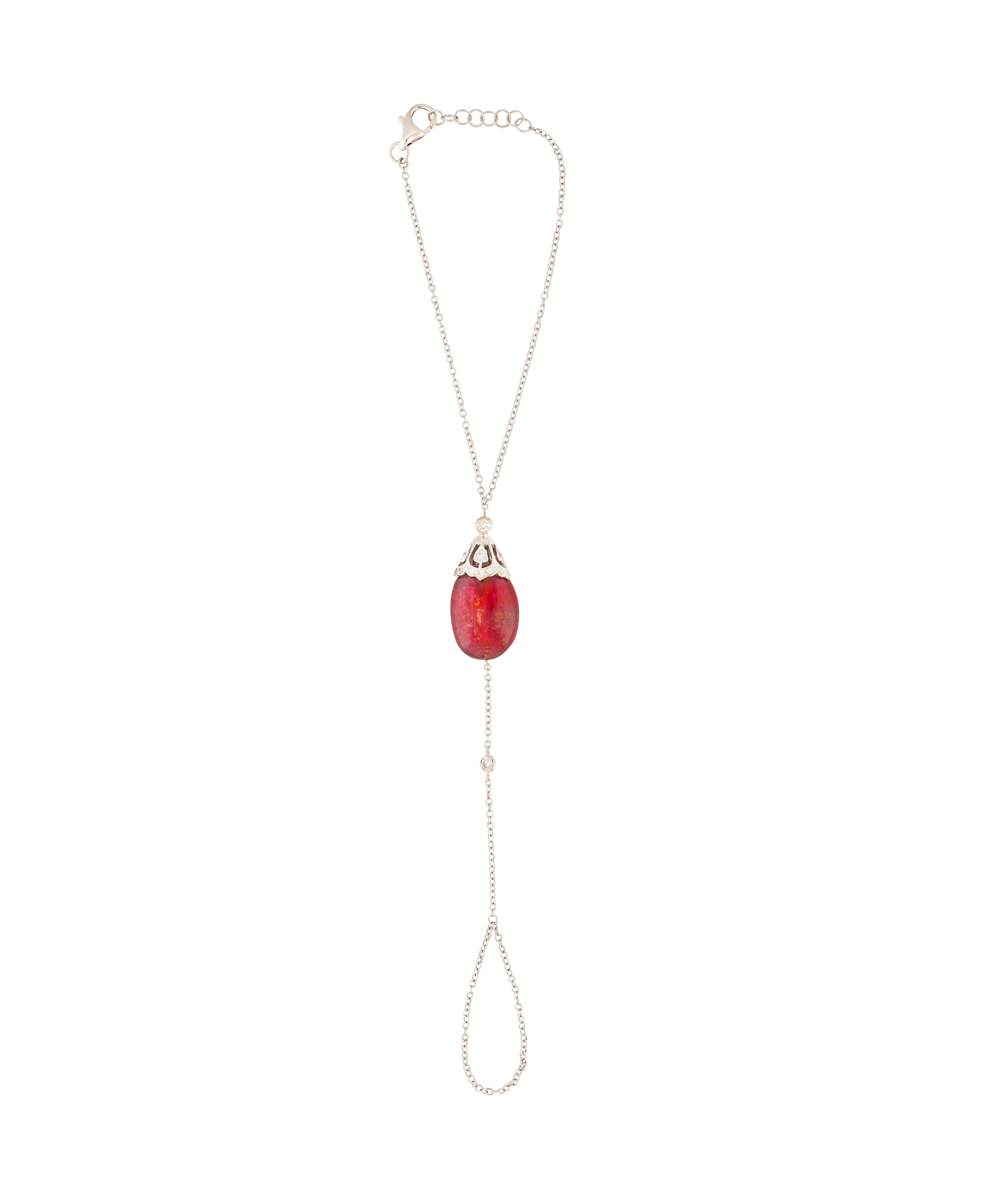Tourmaline bead and diamond hand chain