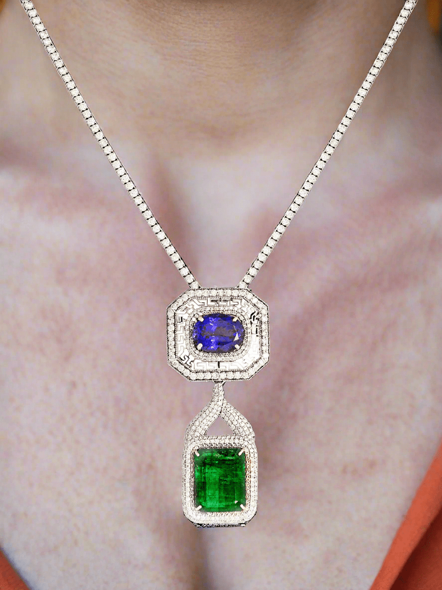 Important emerald, Tanzanite and diamond necklace