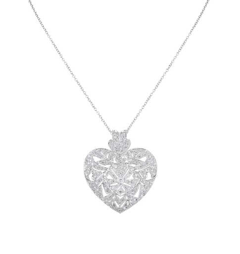 Filigree heart shape pendant on chain