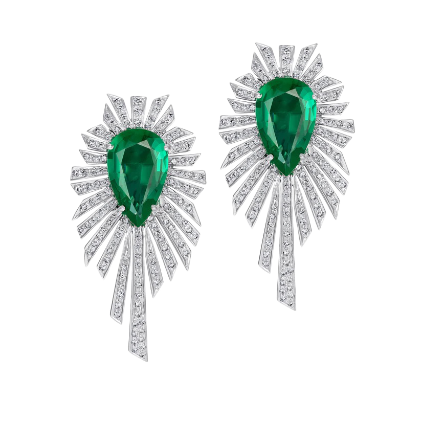 Emerald & Diamond Starburst Earrings