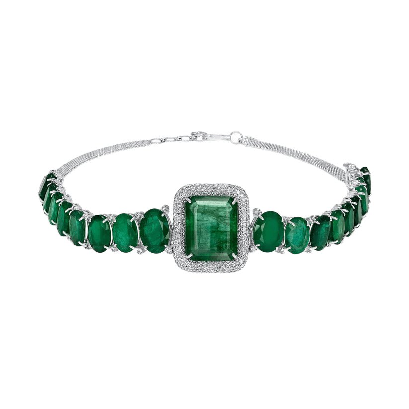 Large Emerald Choker and Bracelet