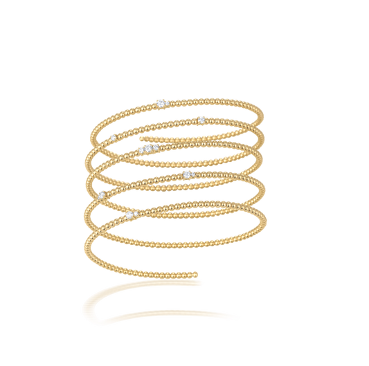Stretchable coil diamond dotted bracelet