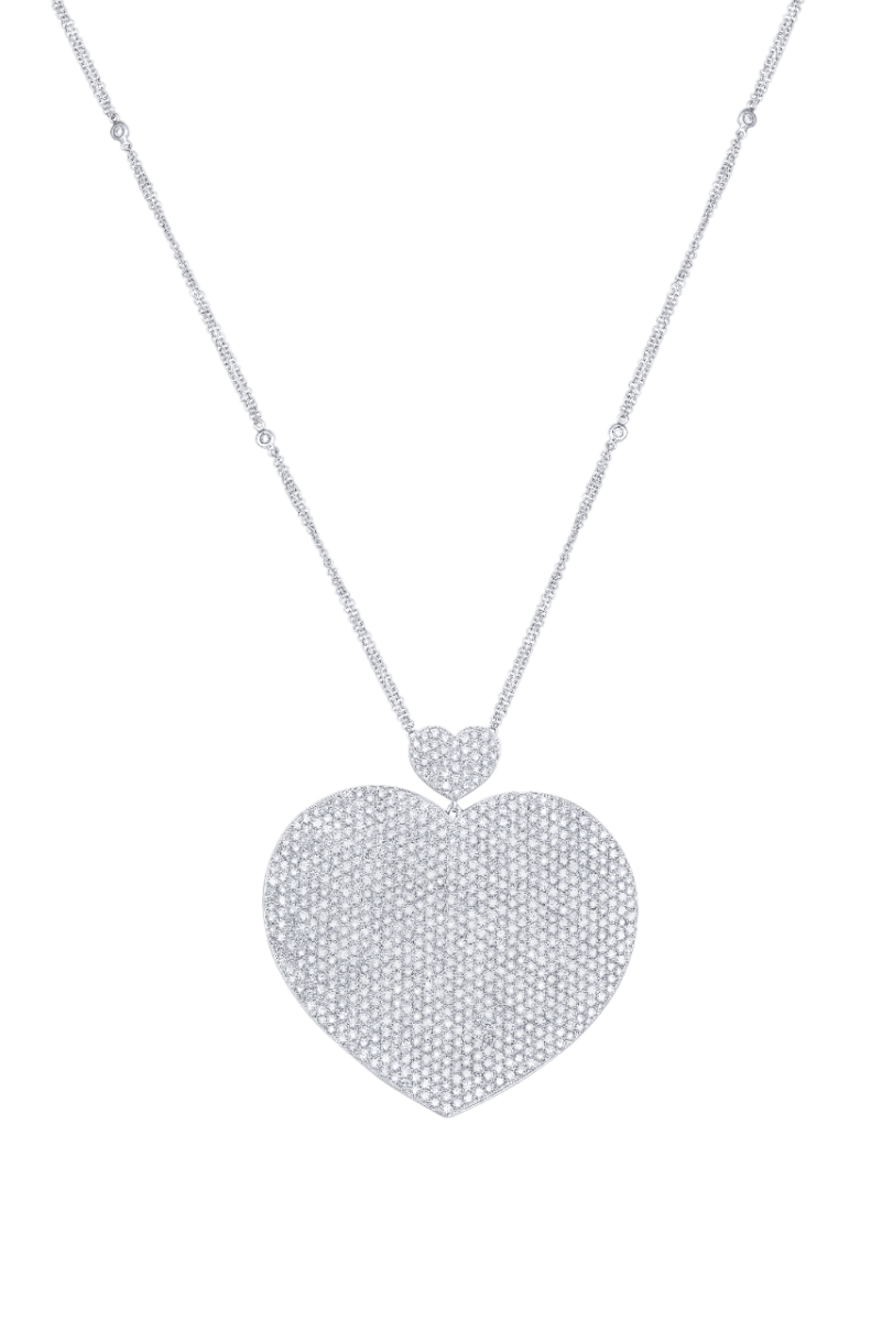 Grand large pave set diamond pendant on diamond chain