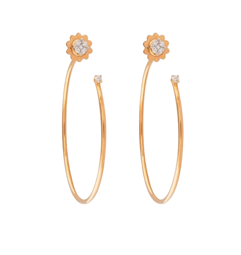 Flower rose gold and diamond hoops