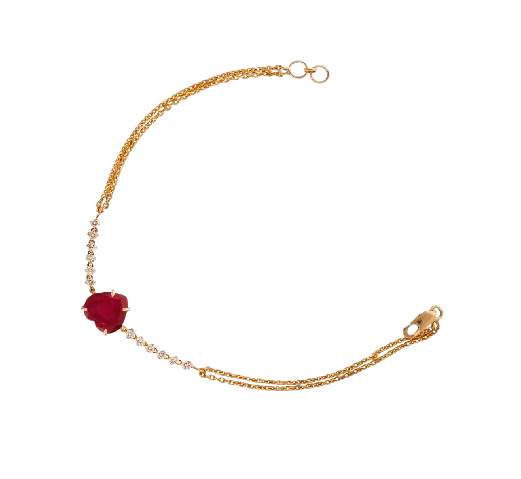 Heart shaped Ruby, diamond bracelet
