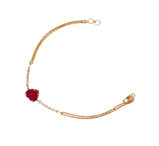Heart shaped Ruby, diamond bracelet