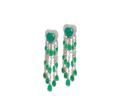 Large Heart shaped Emerald and diamond earrings