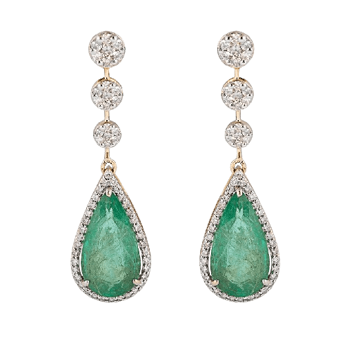Nature inspired Emerald and diamond earrings