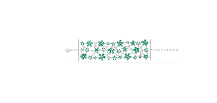 Large emerald and diamond flexible bracelet