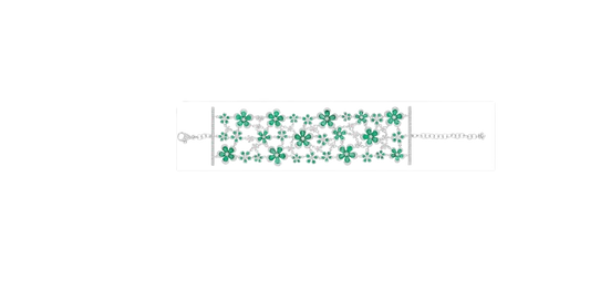Large emerald and diamond flexible bracelet