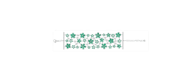 Large emerald and diamond flexible bracelet