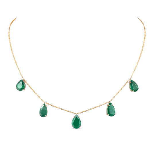 Five Oval Emeralds and Diamond Chain