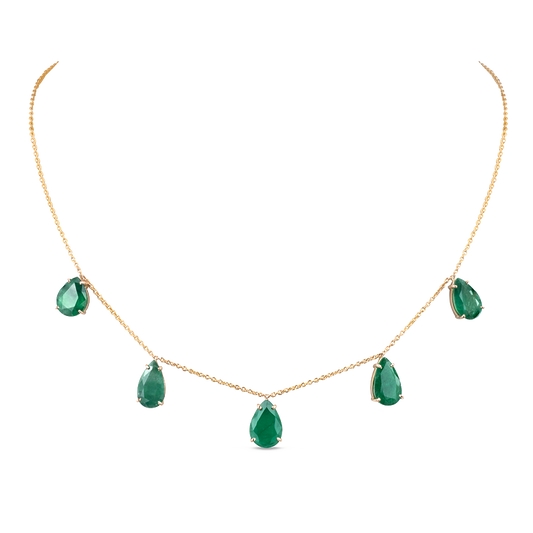 Oval emeralds and diamond chain necklace