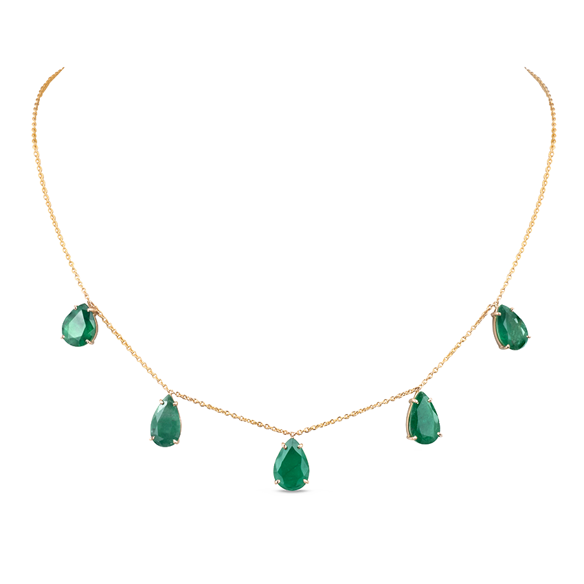 Five Oval Emeralds and Diamond Chain
