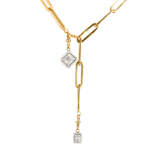 Gold Link chain with invisible set diamond pendants
