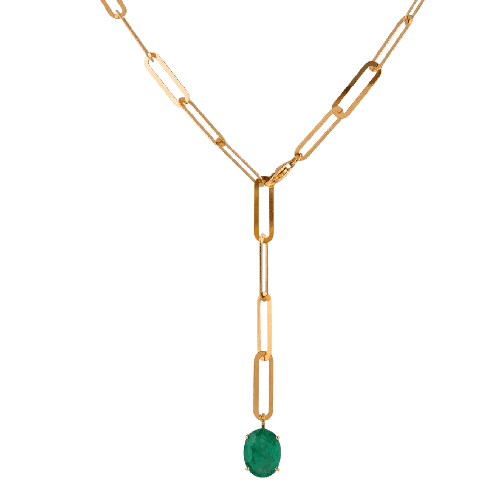 Emerald Drop link Necklace