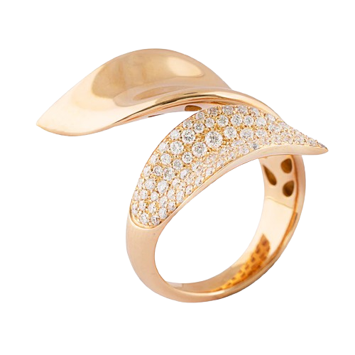 Rose Gold & Diamond  leaf Ring