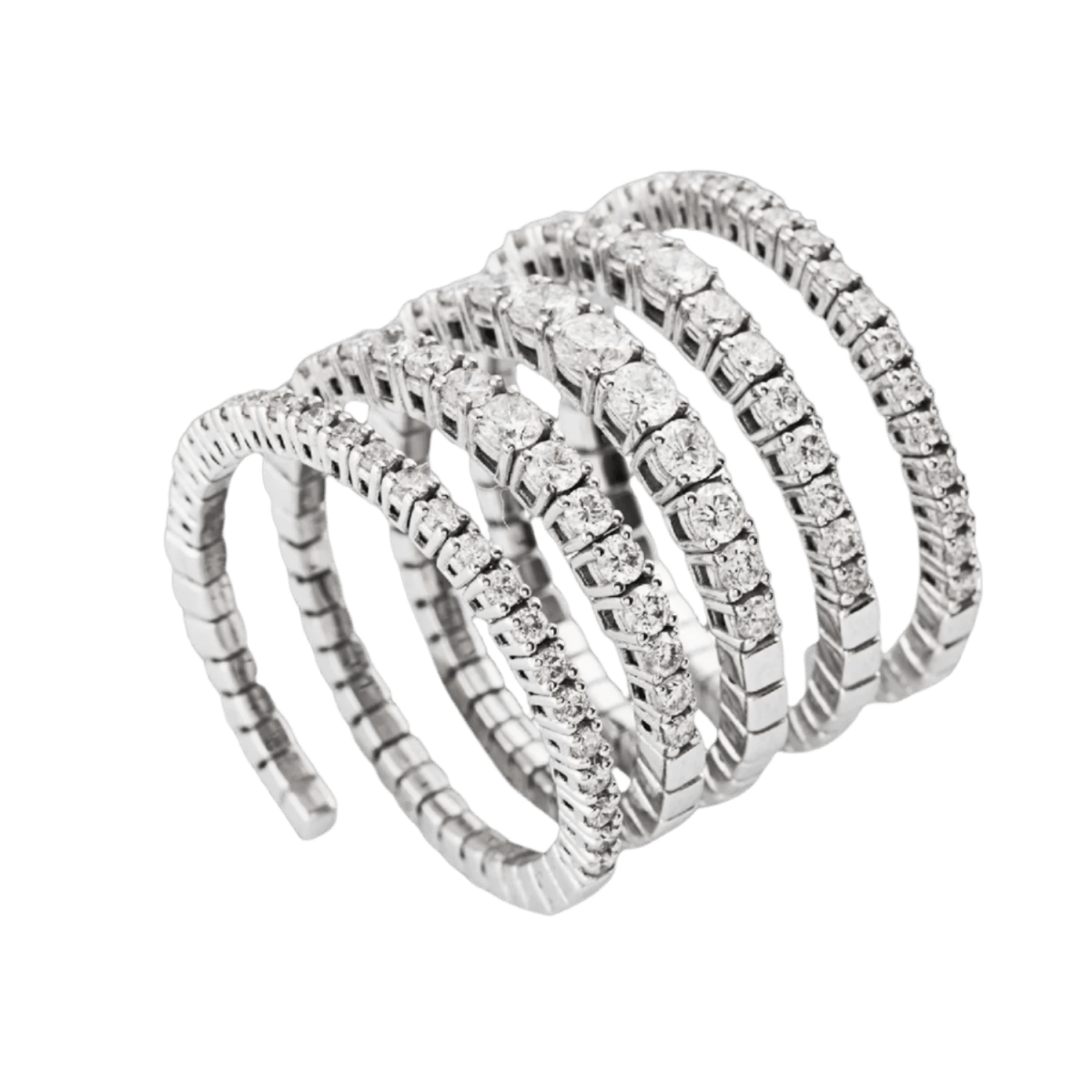 Stretchable diamond coil ring