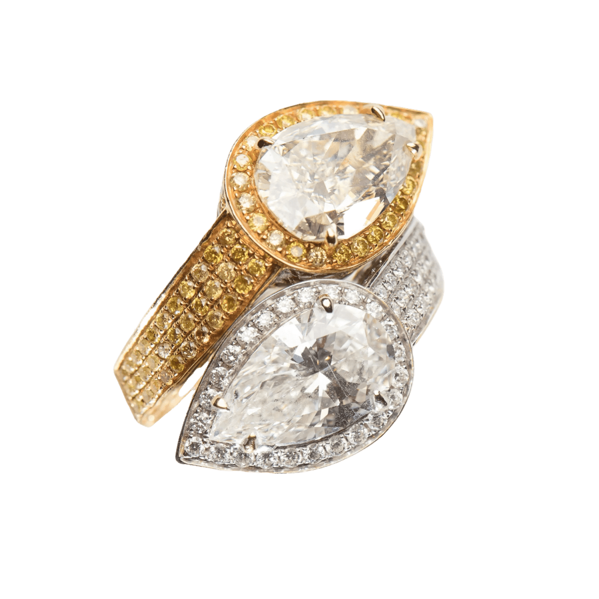 Toi Moi White and Yellow Pear Shaped Diamond Ring