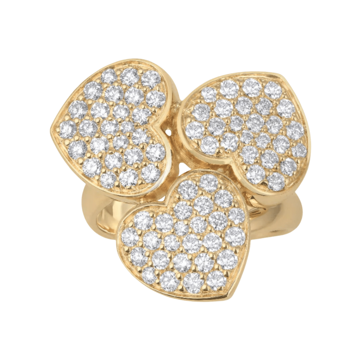 Three Heart Pave diamond and Gold ring_x000B_