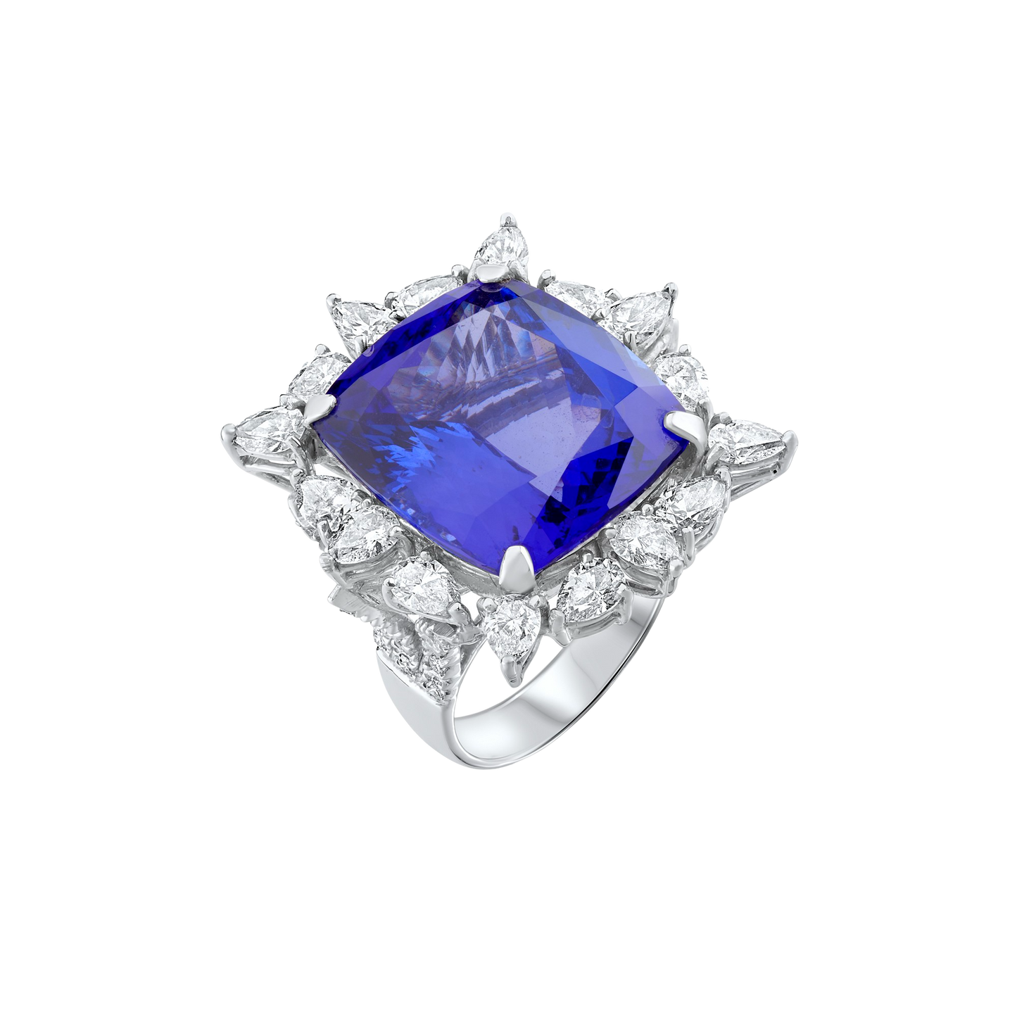 Large Emerald cut Tanzanite and Diamond Ring