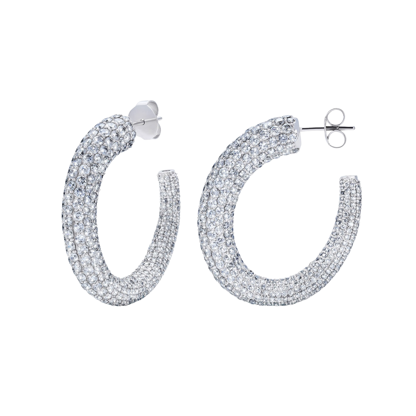 Large Pave Diamond Hoops