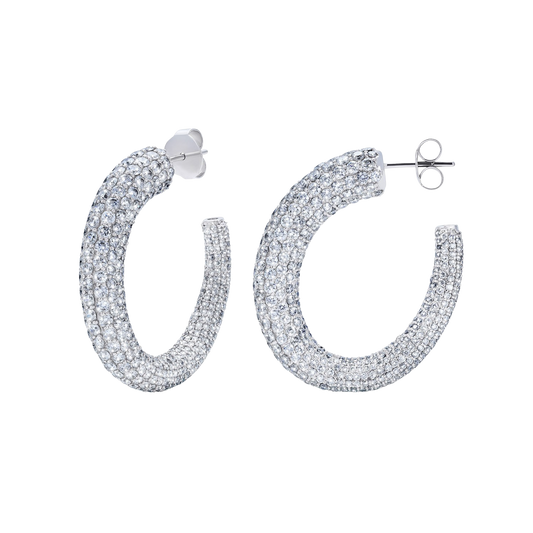 Large Pave Diamond Hoops